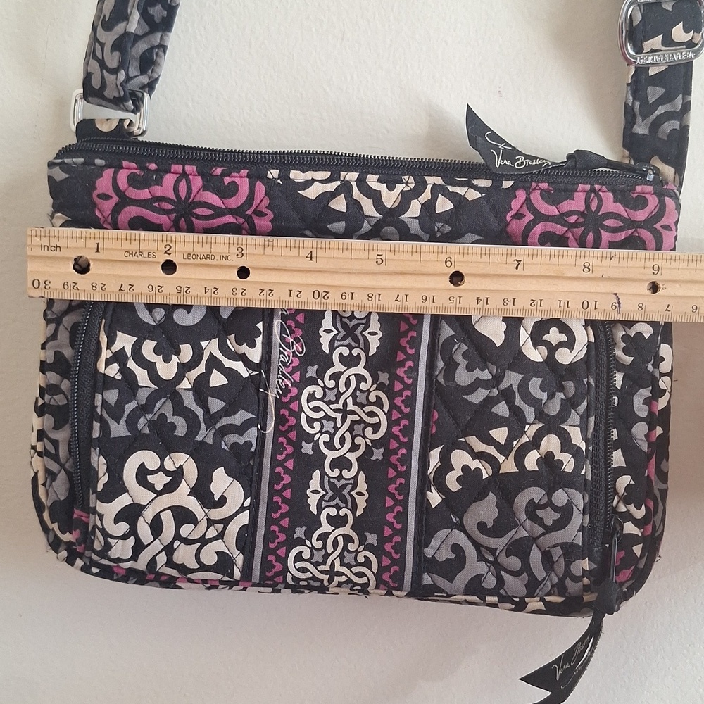 Vera Bradley Scroll Medallion Little Crossbody Bag Retired Pattern Black Purple - Picture 9 of 12